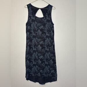 Fresh Produce Black Tropical Floral Back Cutout Tank Dres Hi-low Pockets M